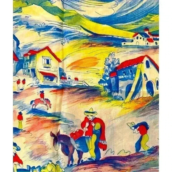 Vintage Bode 1940’s Pampa Pony Cowboy Scarf 100% Silk - Picture 4 of 4